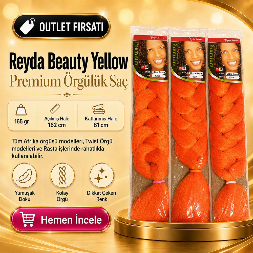 3 Paket / Afrika Örgüsü Ve Rasta İçin Sen  YELLOW