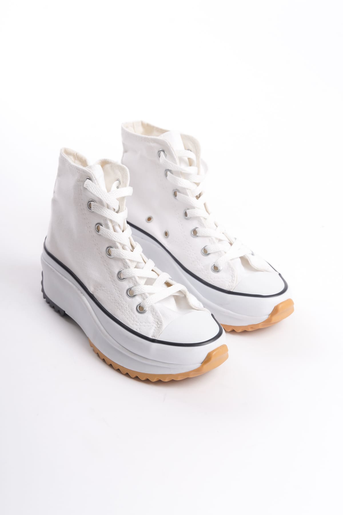 CLZ948  Bağcıklı Ortopedik Taban Kadın Sneaker Ayakkabı BT Beyaz