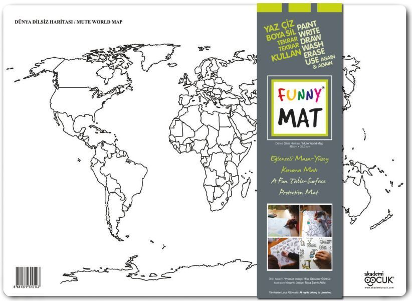 CLZ404 Funny Mat - Dünya Dilsiz Haritası 33,5x48cm
