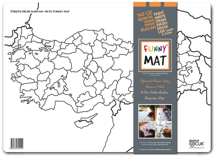 CLZ404 Funny Mat - Türkiye Dilsiz Haritası 33,5x48cm