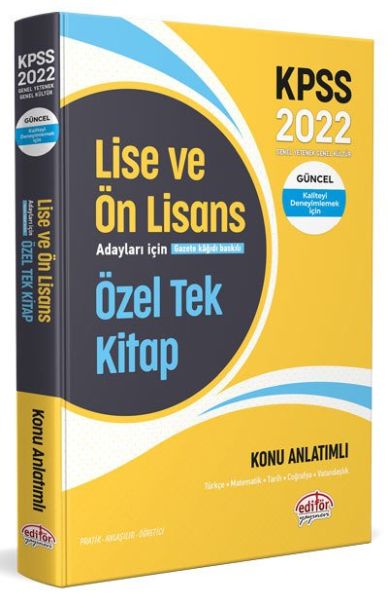 CLZ404 Editör 2022 KPSS Lise ve Ön Lisans Adayları İçin Özel Tek Kitap Konu Anlatımlı