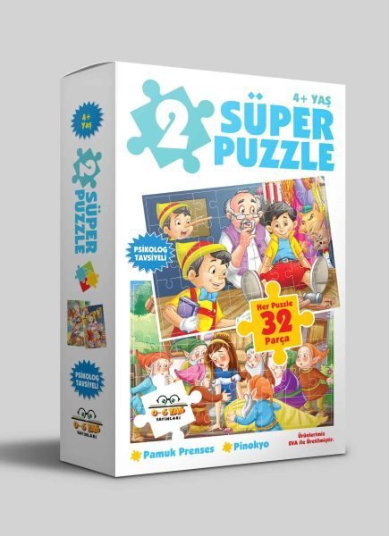 2 Süper Puzzle - Pamuk Prenses - Pinokyo 4+ Yaş