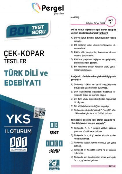 CLZ404 Pergel AYT Türk Dili ve Edebiyatı Çek-Kopar Yaprak Test (Yeni)