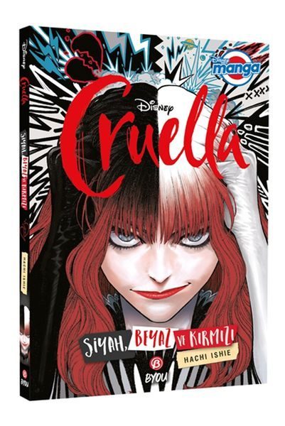 Dısney Manga Cruella Siyah Beyaz ve Kırmızı