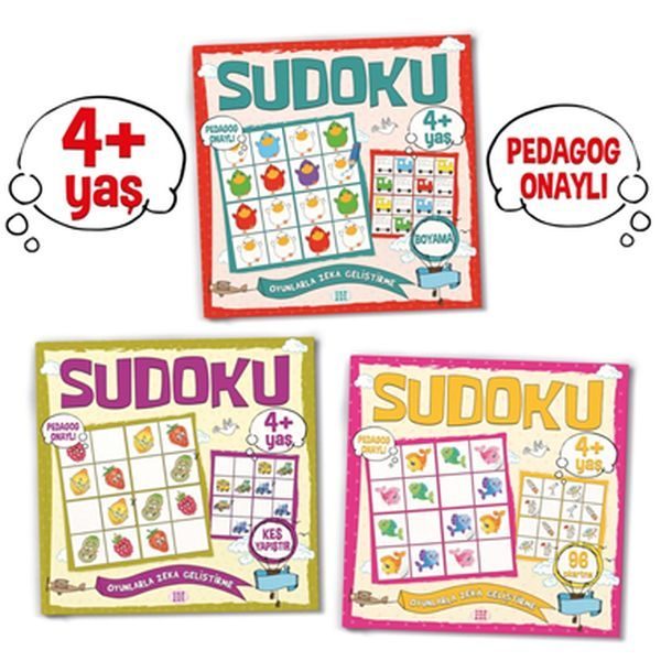 CLZ404 Çocuklar İçin Sudoku Seti (4+ Yaş) 3 Kitap Takım