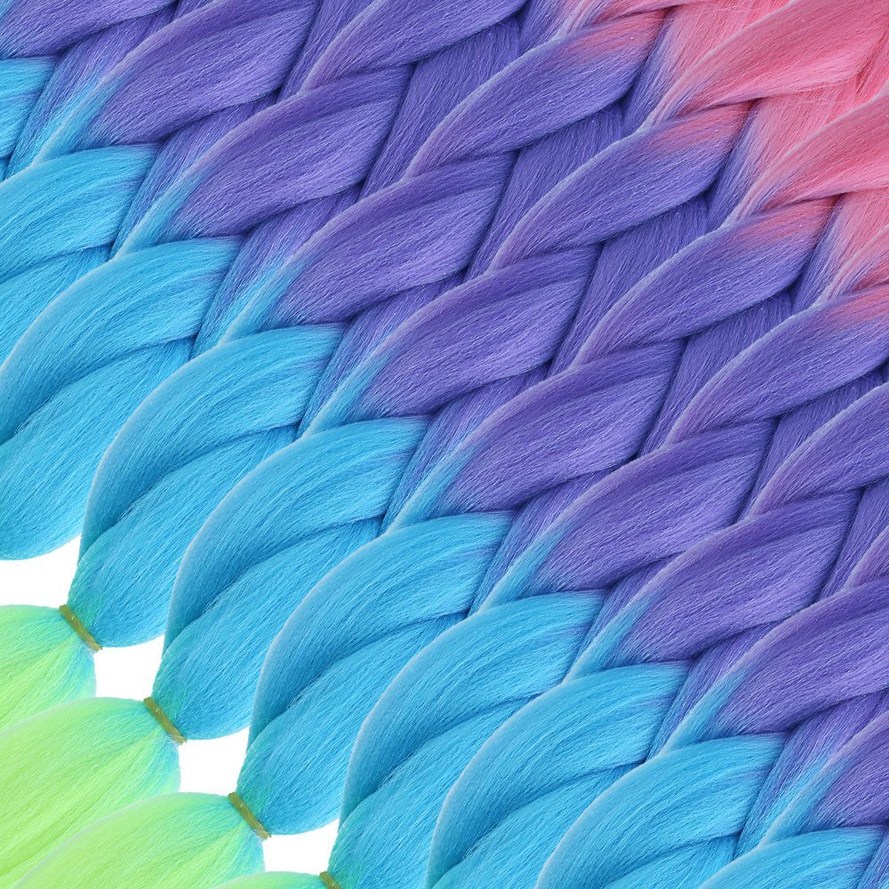 CLZ201 Afrika Örgülük Ombreli Sentetik Saç 100 Gr. / Pembe / Mor / Açık Mavi / Neon Sarı