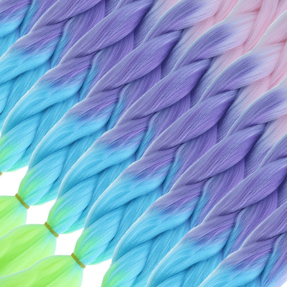 CLZ201 Afrika Örgülük Ombreli Sentetik Saç 100 Gr. / Şeker Pembe / Mor / Açık Mavi / Neon Sarı
