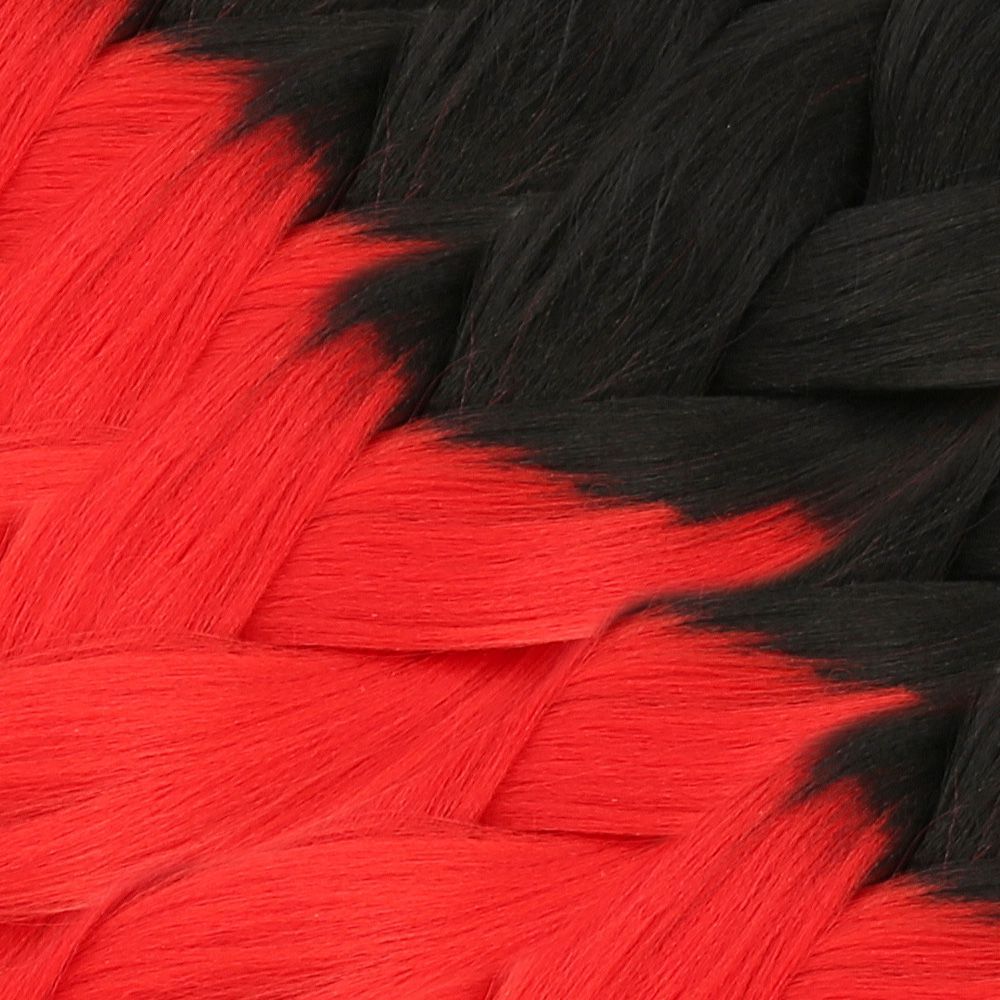 CLZ201  Afrika Örgüsü Ve Rasta İçin Sentetik Ombreli Saç / Siyah / Kırmızı