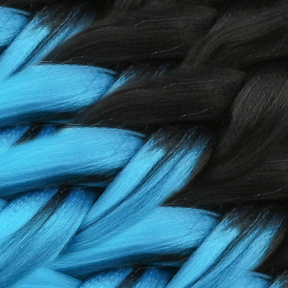 CLZ201 Afrika Örgülük Sentetik Ombreli Saç 100 Gr. / Siyah / Turkuaz Mavi