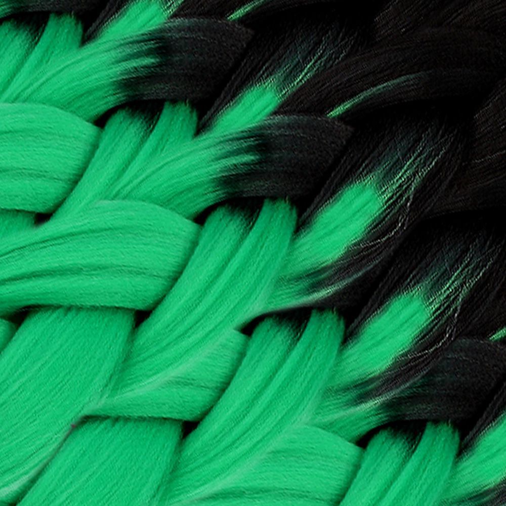 CLZ201 Afrika Örgülük Sentetik Ombreli Saç 100 Gr. / Siyah / Zümrüt Yeşili