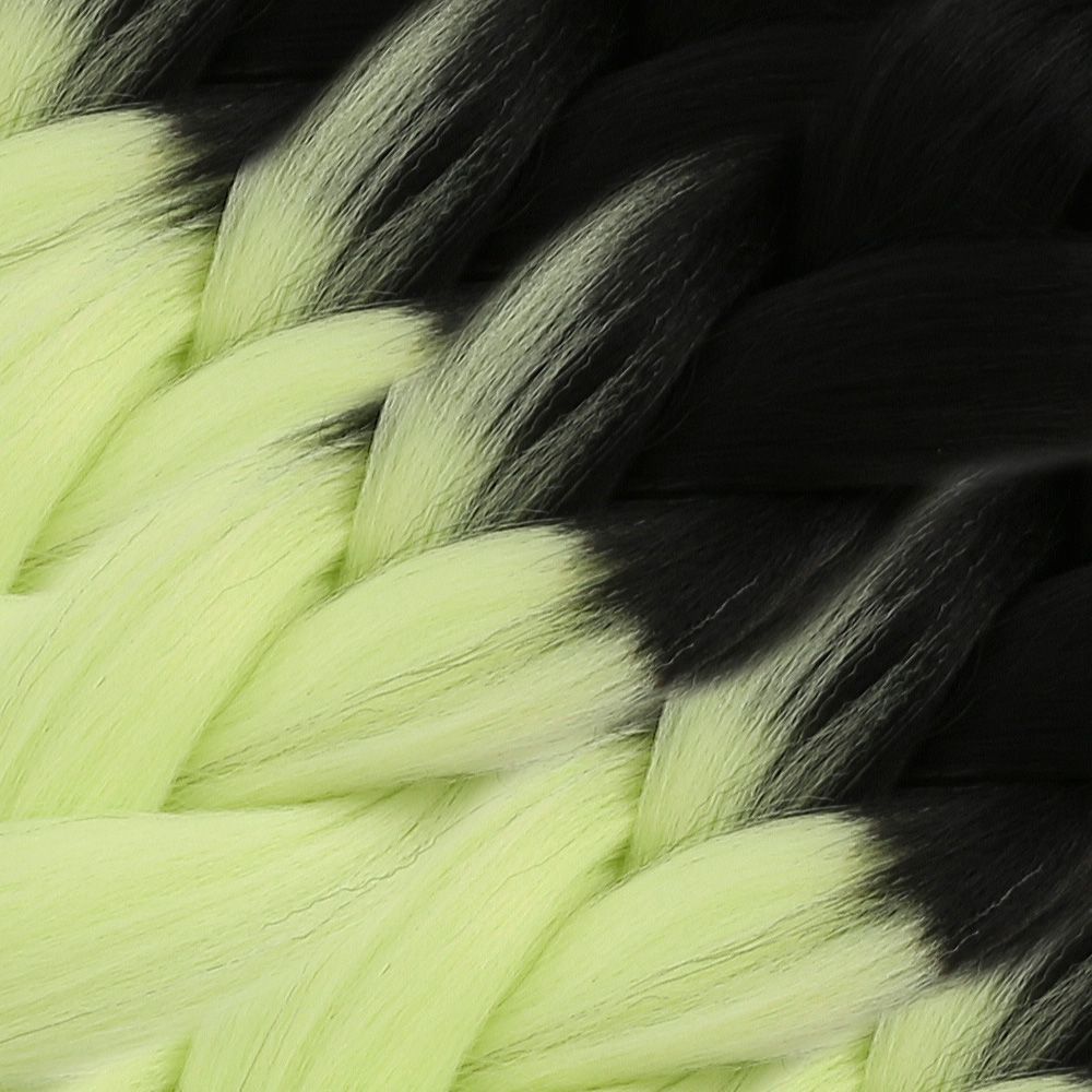 CLZ201 Afrika Örgülük Sentetik Ombreli Saç 100 Gr. / Siyah / Açık Fıstık Yeşili