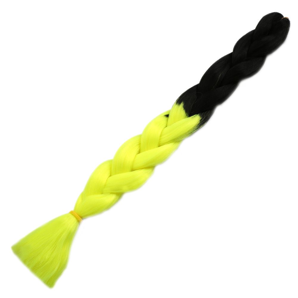 CLZ201 Afrika Örgülük Sentetik Ombreli Saç 100 Gr. / Siyah / Neon Sarı