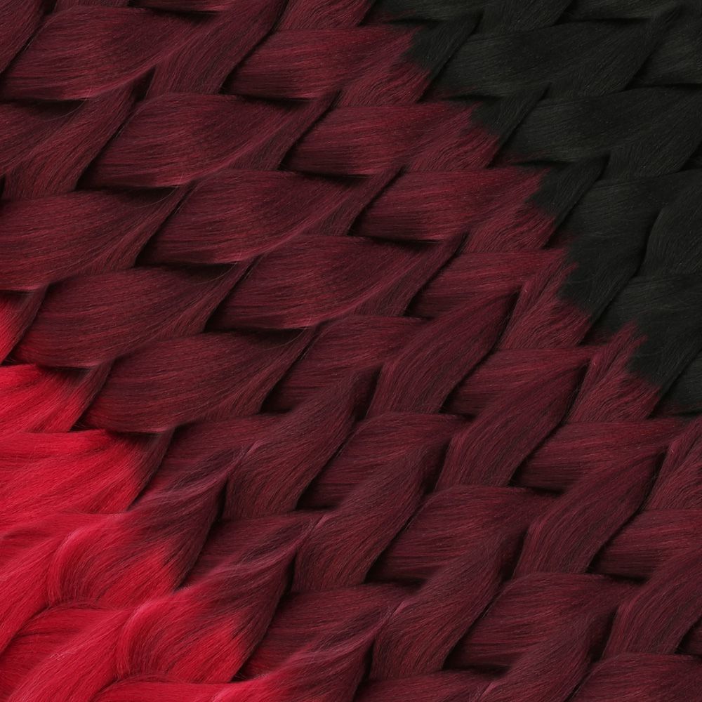 CLZ201 Afrika Örgüsü Ve Rasta İçin Sentetik Ombreli Saç / Siyah / Koyu Kızıl / Açık Kızıl