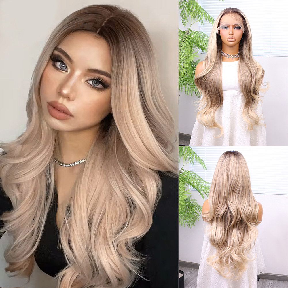 Kumral Platin Ombre ve Röfleli Bebek Saçlı Fiber Sentetik Tül Peruk Kumral Platin Ombre ve Röfleli Bebek Saçlı Fiber Sentetik Tül Peruk