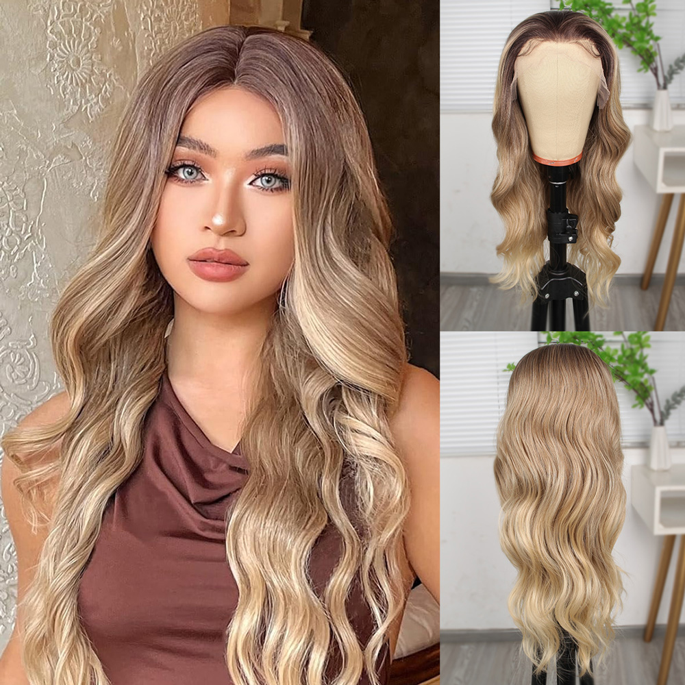 Kumral Dore Sarı Ombre ve Röfleli Fiber Sentetik Geniş Dalgalı Tül Peruk Kumral Dore Sarı Ombre ve Röfleli Fiber Sentetik Geniş Dalgalı Tül Peruk