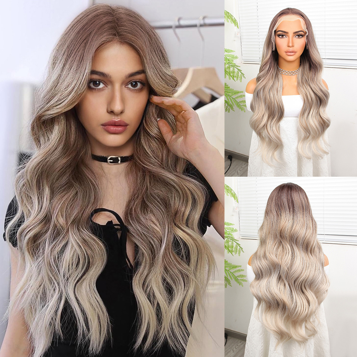 Rus Kumralı Beyaz Platin Ombre ve Röfleli Fiber Sentetik Geniş Dalgalı Tül Peruk Rus Kumralı Beyaz Platin Ombre ve Röfleli Fiber Sentetik Geniş Dalgalı Tül Peruk
