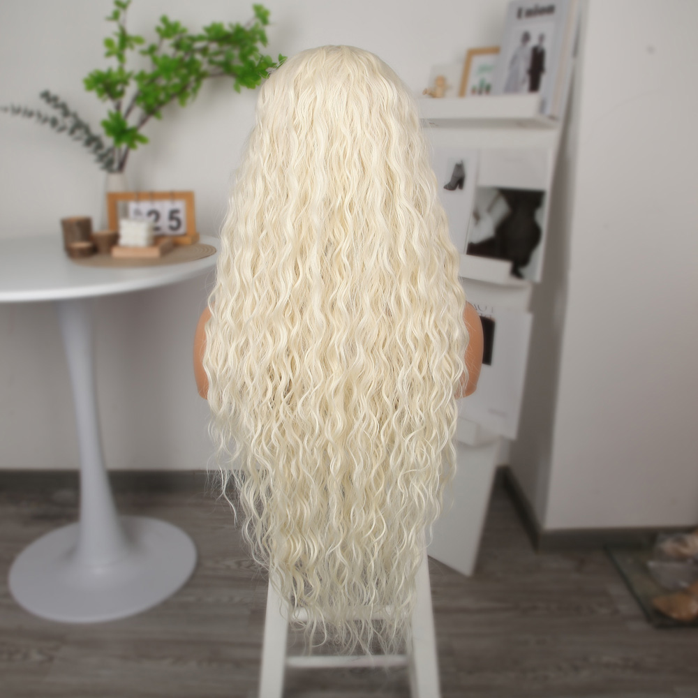 Platin Uzun Afro Dalga Fiber Sentetik Tül Peruk Platin Uzun Afro Dalga Fiber Sentetik Tül Peruk