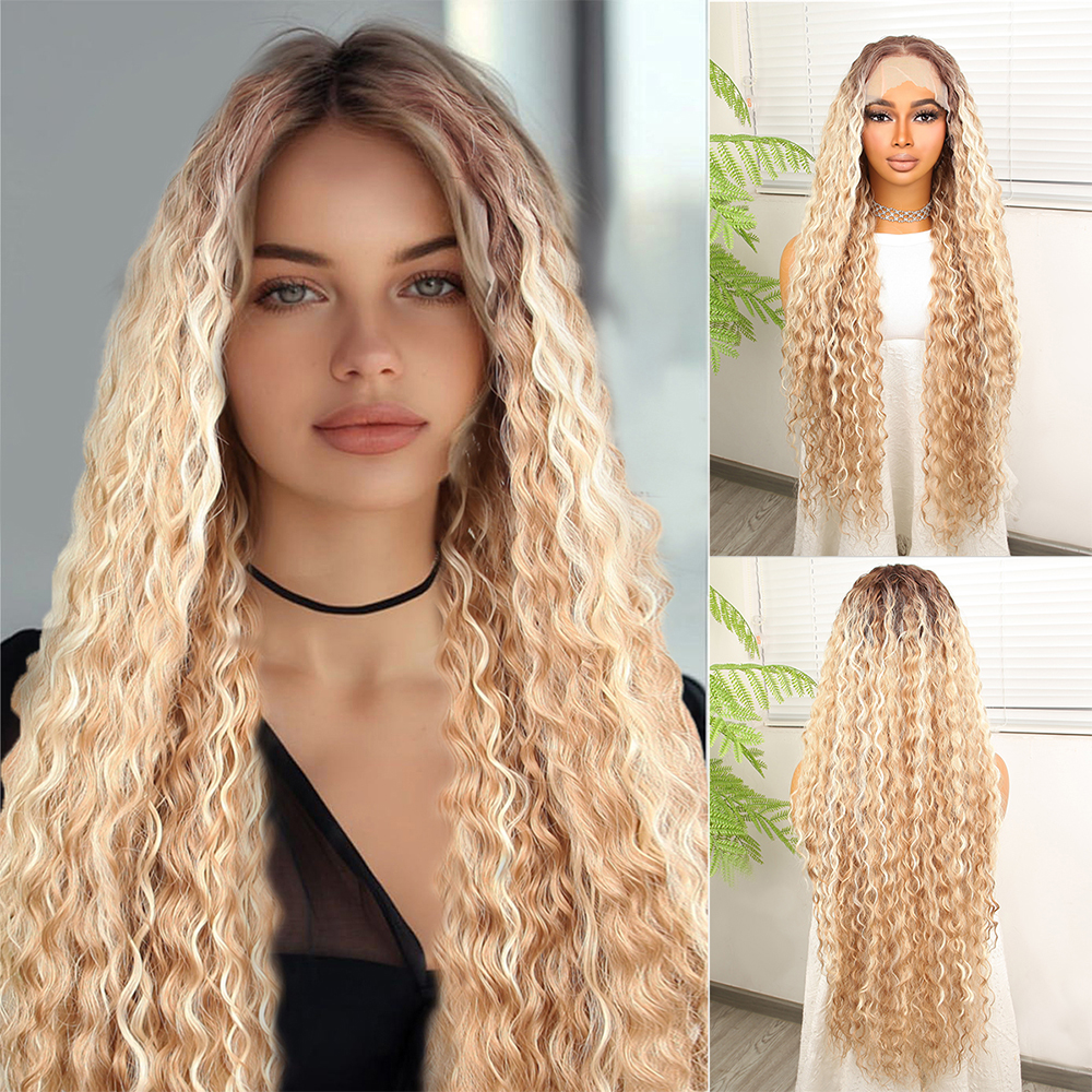 Afro Dalga Rus Kumralı Balköpüğü Ombreli Platin Işıltılı Fiber Sentetik Tül Peruk Afro Dalga Rus Kumralı Balköpüğü Ombreli Platin Işıltılı Fiber Sentetik Tül Peruk