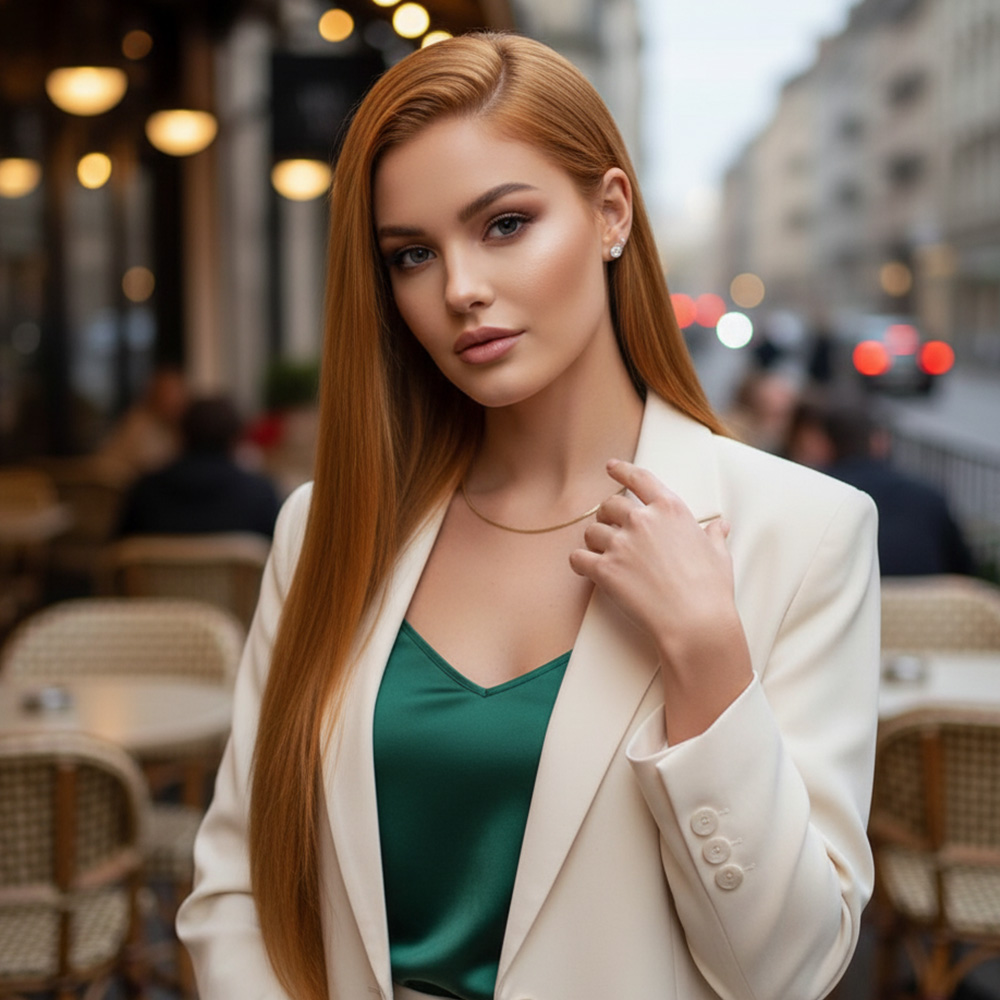 Gerçek Front Lace Tül Peruk / Düz / Bakır 70/75cm