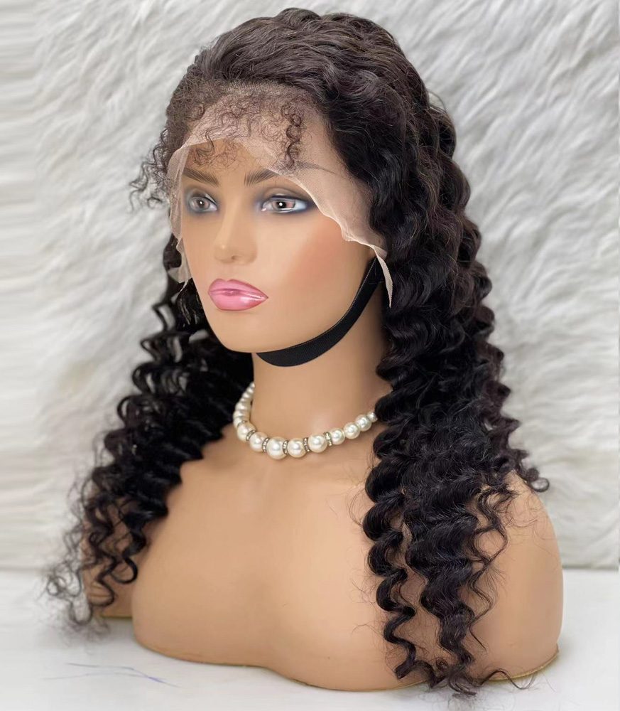 Gerçek Front Lace Tül Peruk / Derin Dalgalı / Doğal 60/65cm