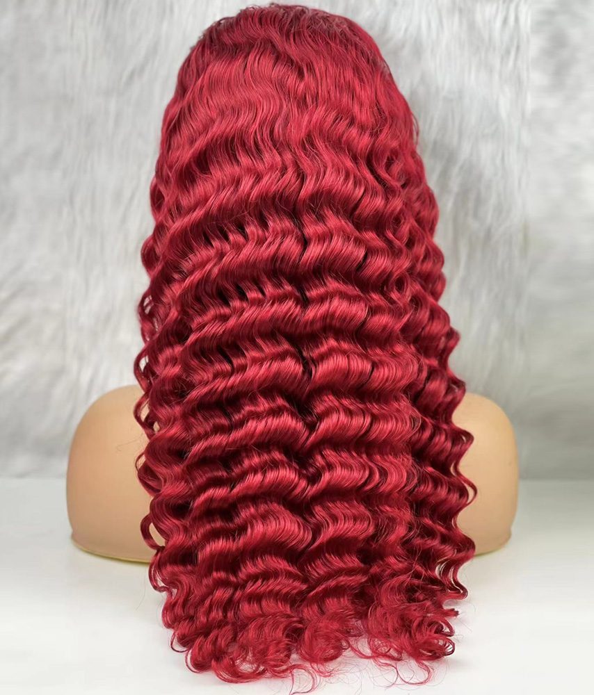 Gerçek Front Lace Tül Peruk / Yoğun Dalgalı / Kızıl 70/75cm