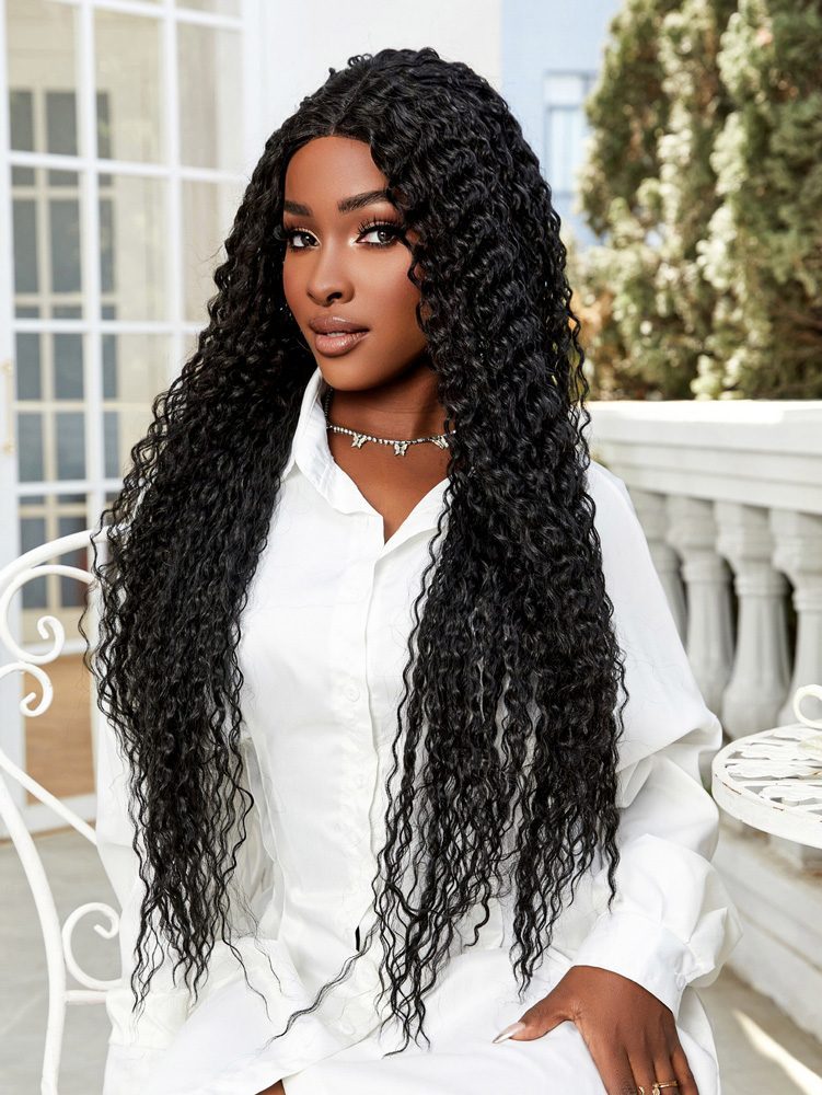 Afro Dalga Fiber Sentetik Tül Peruk / Siyah