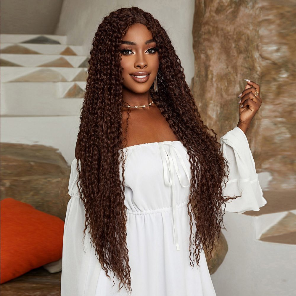 Afro Dalga Fiber Sentetik Tül Peruk / Açık Kahve Afro Dalga Fiber Sentetik Tül Peruk / Açık Kahve