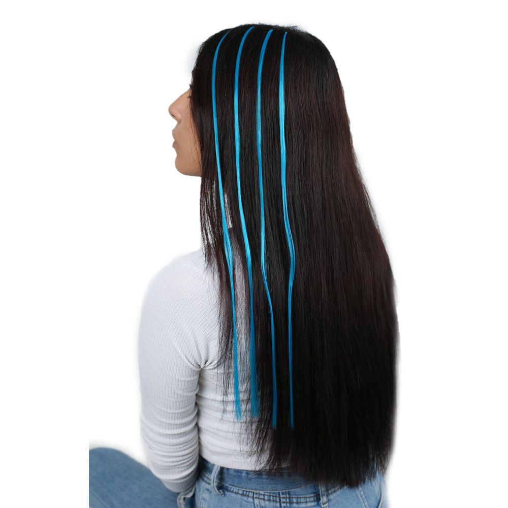 CLZ201 Renkli Sentetik Boncuk Kaynaklık Saç + Takım Aparatı / Turkuaz  Mavi/ 10 Adet