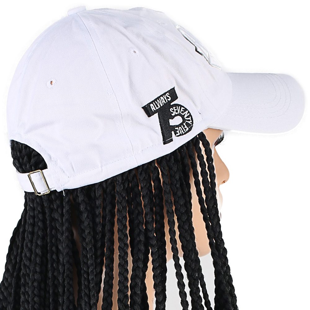CLZ201 Beyaz Şapkalı Örgü Peruk / Siyah