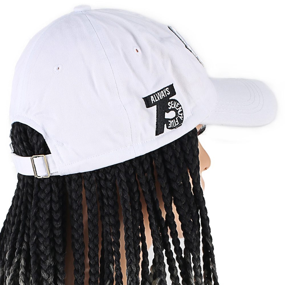 CLZ201 Beyaz Şapkalı Örgü Peruk / Siyah / Platin Ombreli
