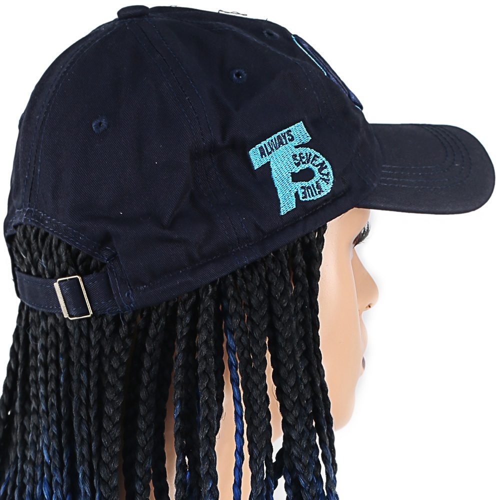 CLZ201 Lacivert Şapkalı Örgü Peruk / Siyah / Koyu Mavi / Turkuaz Ombreli