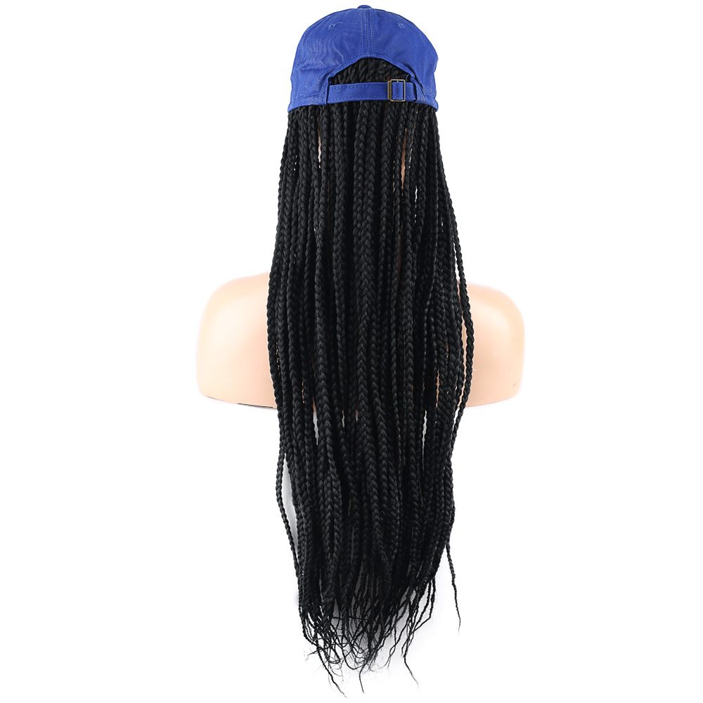 CLZ201 Mavi Şapkalı Örgü Peruk / Siyah