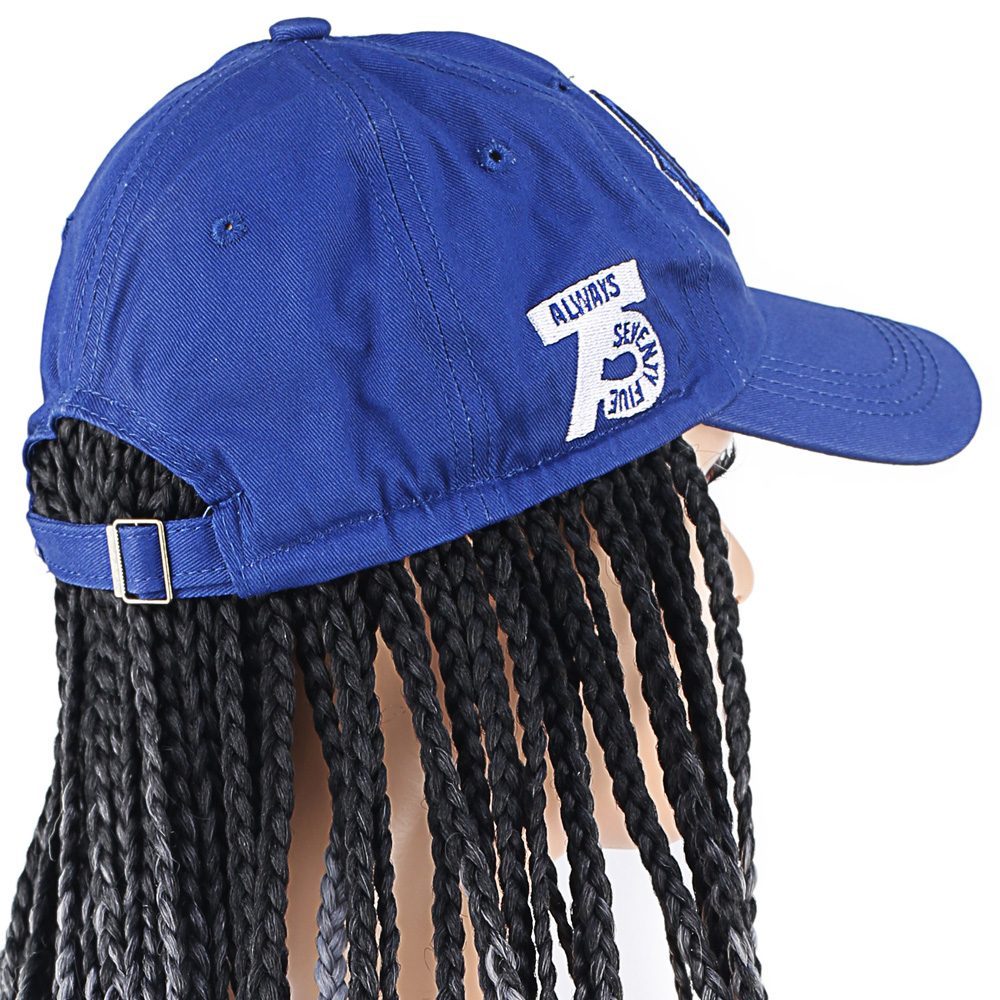 CLZ201 Mavi Şapkalı Örgü Peruk / Siyah / Açık Gri Ombreli