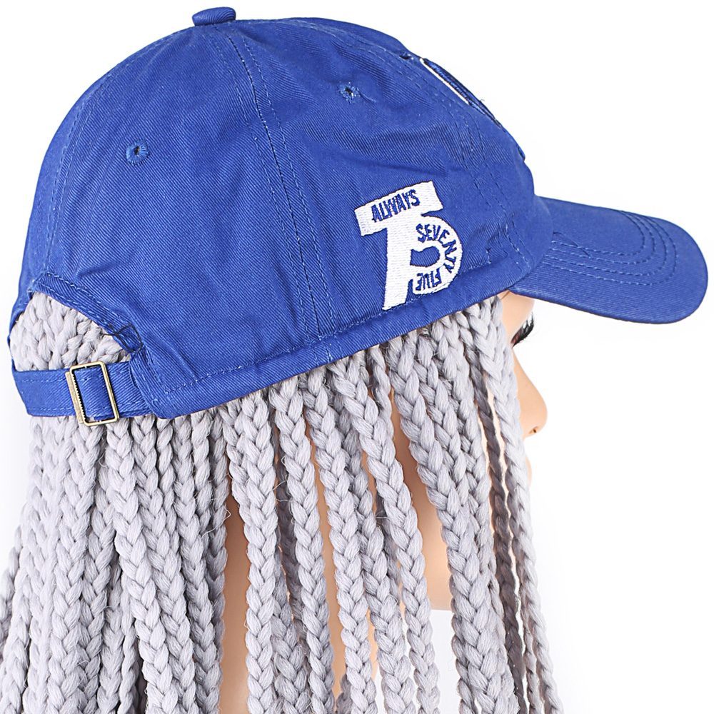 CLZ201 Mavi Şapkalı Örgü Peruk / Orta Ton Gri