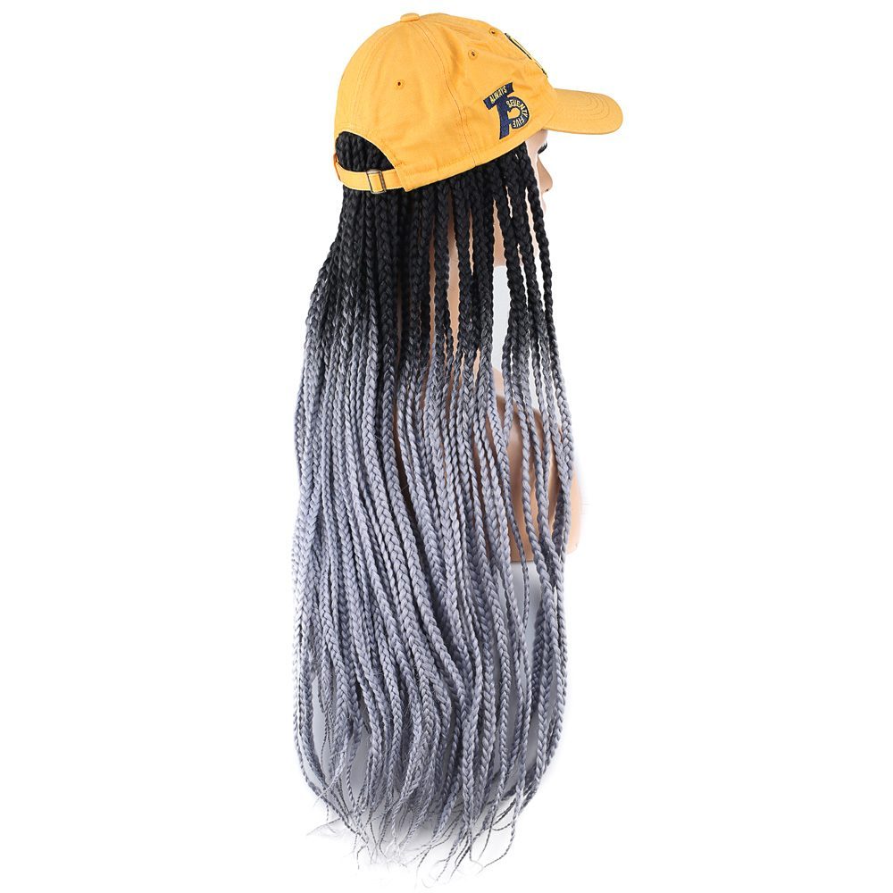 CLZ201 Sarı Şapkalı Örgü Peruk / Siyah / Açık Gri Ombreli