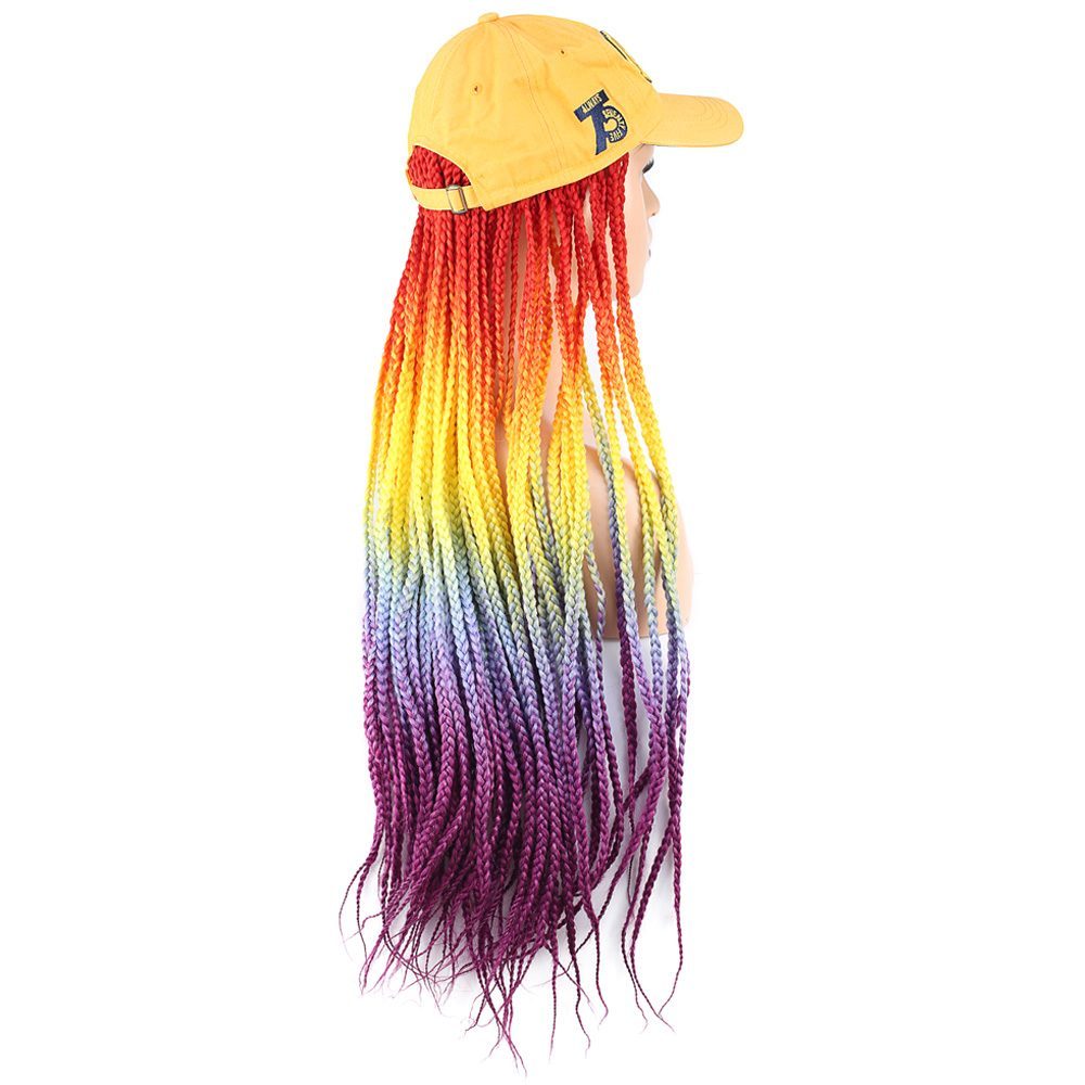 CLZ201 Sarı Şapkalı Örgü Peruk / Turuncu / Sarı / Mavi / Mor Ombreli