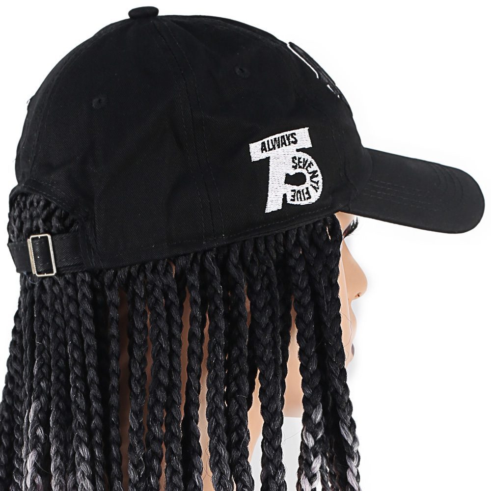 CLZ201 Siyah Şapkalı Örgü Peruk / Siyah / Şeker Pembe Ombreli