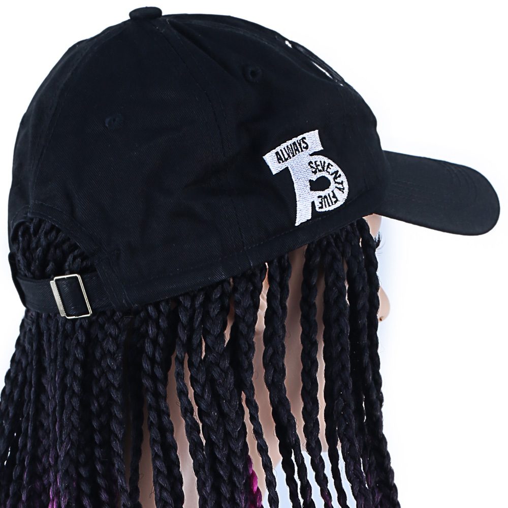 CLZ201 Siyah Şapkalı Örgü Peruk / Siyah / Fuşya Ombreli