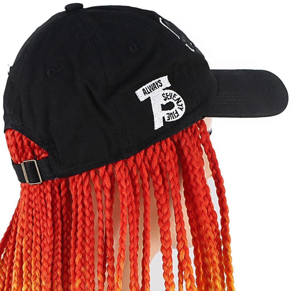CLZ201 Siyah Şapkalı Örgü Peruk / Turuncu / Sarı / Turkuaz / bordo Ombreli