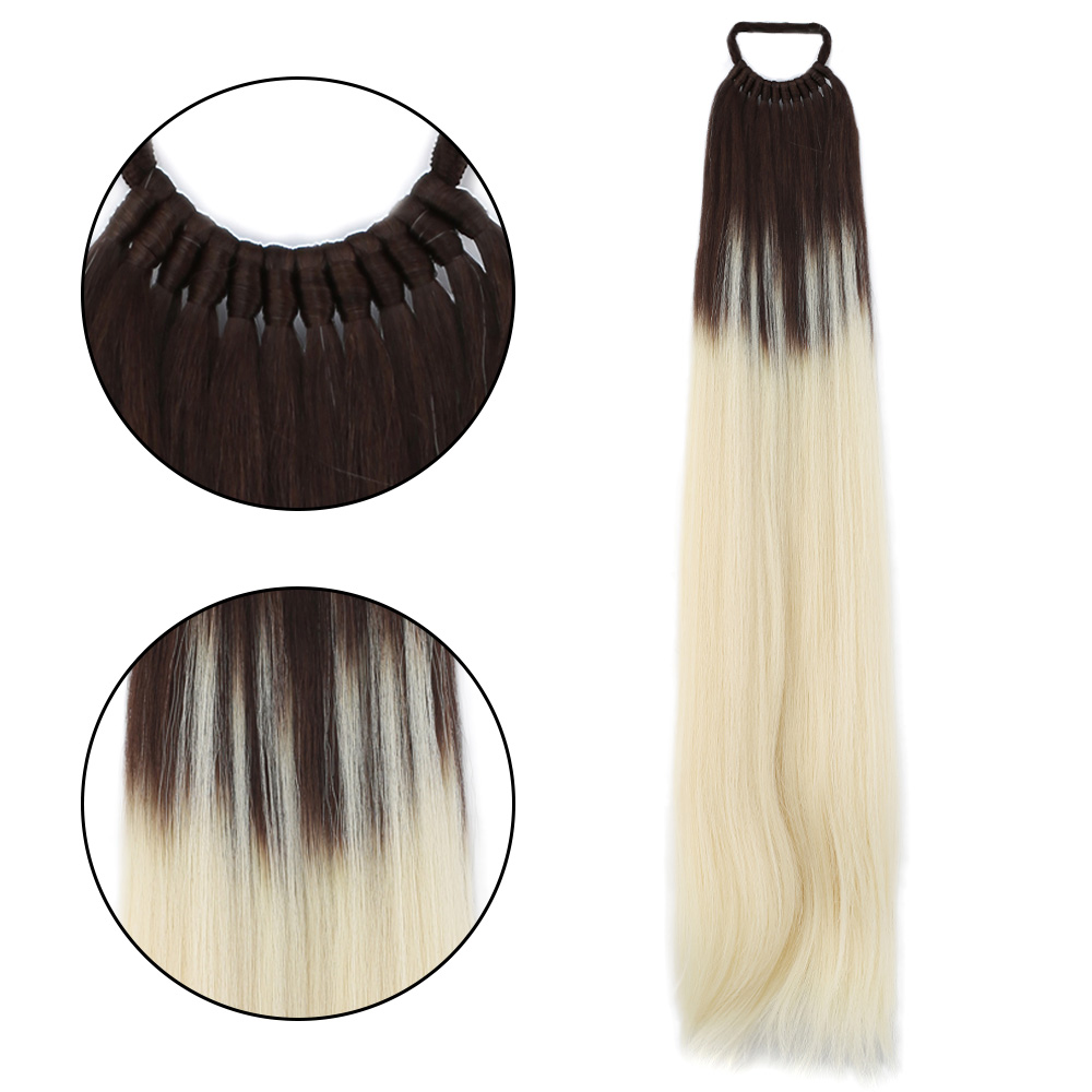 Lastik Tokalı At Kuyruğu Düz / Kumral / Platin Ombre Lastik Tokalı At Kuyruğu Düz / Kumral / Platin Ombre
