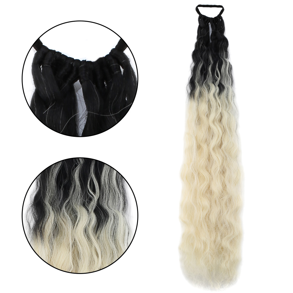 Lastik Tokalı At Kuyruğu Kabarık Afro Dalgalı / Siyah / Platin Ombre Lastik Tokalı At Kuyruğu Kabarık Afro Dalgalı / Siyah / Platin Ombre
