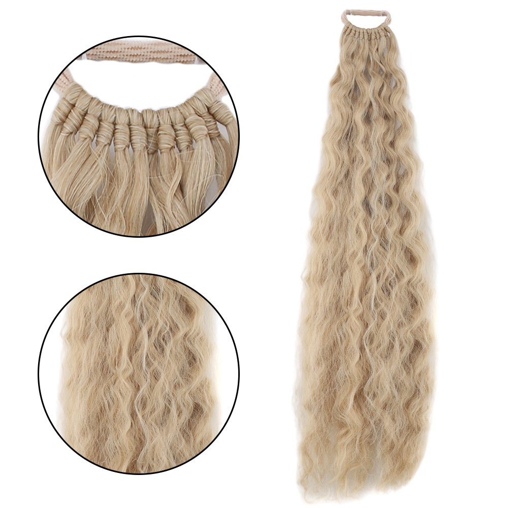 Lastik Tokalı At Kuyruğu Kabarık Afro Dalgalı / Kumral Beyaz Platin Röfle Lastik Tokalı At Kuyruğu Kabarık Afro Dalgalı / Kumral Beyaz Platin Röfle