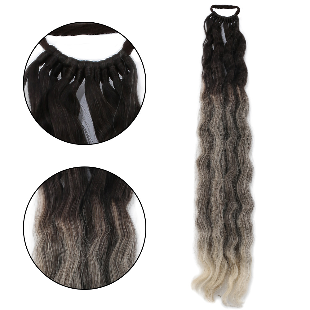 Lastik Tokalı At Kuyruğu Kabarık Afro Dalgalı / Kumral / Beyaz Platin Ombre Lastik Tokalı At Kuyruğu Kabarık Afro Dalgalı / Kumral / Beyaz Platin Ombre