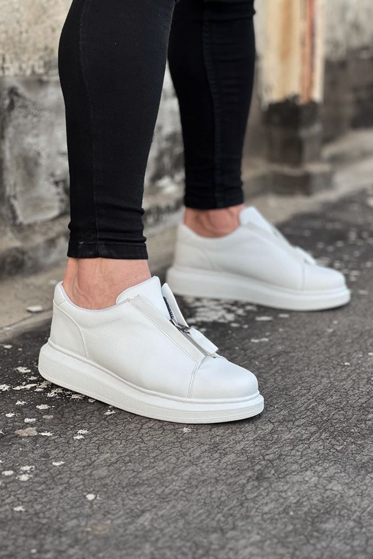 CLZ946 0 Beyaz Cilt Erkek Casual Ayakkabı