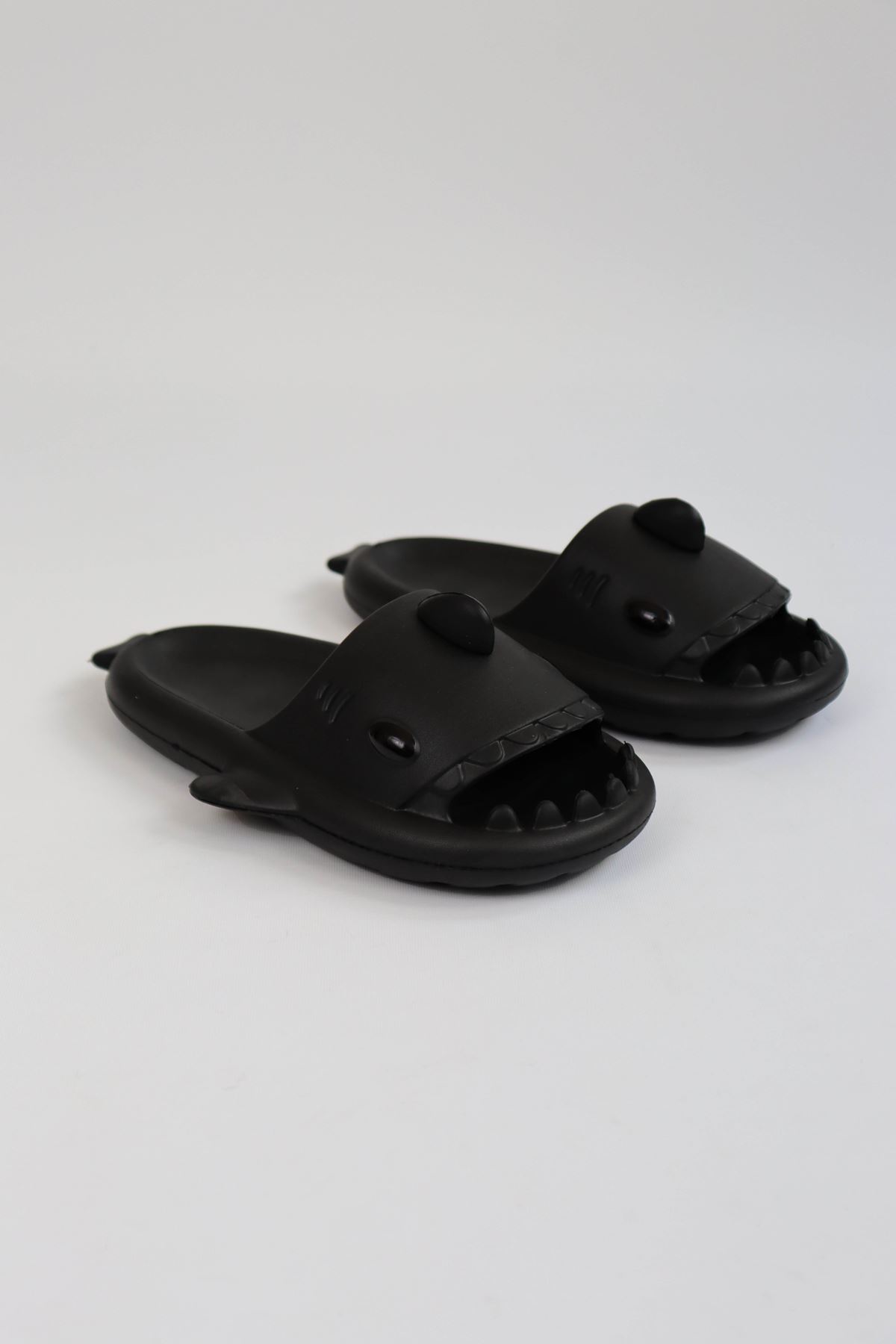 Köpekbalığı Siyah Unisex Tam Ortopedik Terlik Shark Slides Köpekbalığı Siyah Unisex Tam Ortopedik Terlik Shark Slides