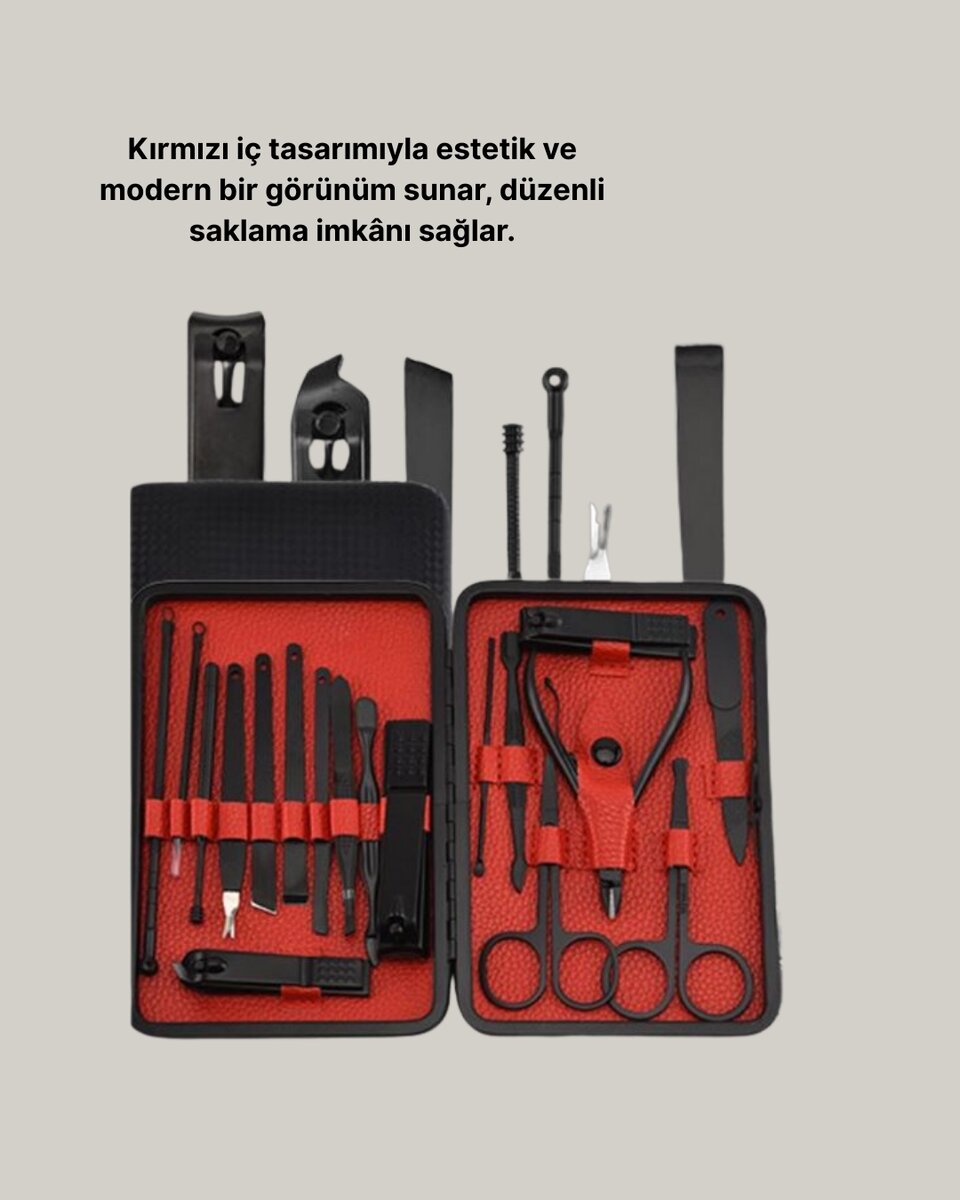 Şık Kutu Tasarımlı 17 Parça Manikür Pedikür Seti Dayanıklı ve Hijyenik Şık Kutu Tasarımlı 17 Parça Manikür Pedikür Seti Dayanıklı ve Hijyenik