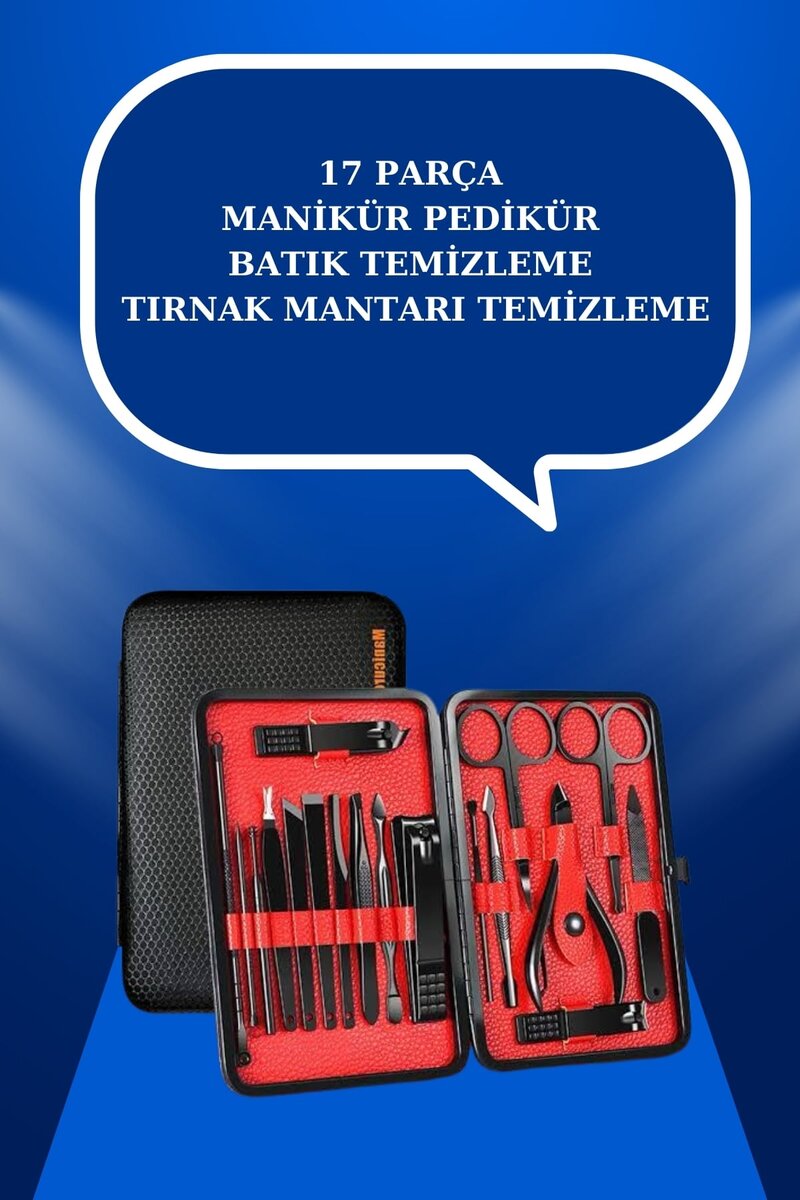 17 Parça El Ayak Bakım Seti Tırnak Temizleme Manikür Pedikür Cımbız Törpü Tırnak Makası 17 Parça El Ayak Bakım Seti Tırnak Temizleme Manikür Pedikür Cımbız Törpü Tırnak Makası