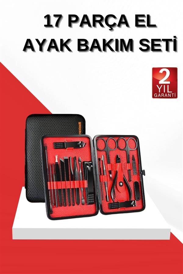 17 Parça Manikür Seti El ve Ayak Bakımı Törpü Cımbız Tırnak Temizleme 17 Parça Manikür Seti El ve Ayak Bakımı Törpü Cımbız Tırnak Temizleme
