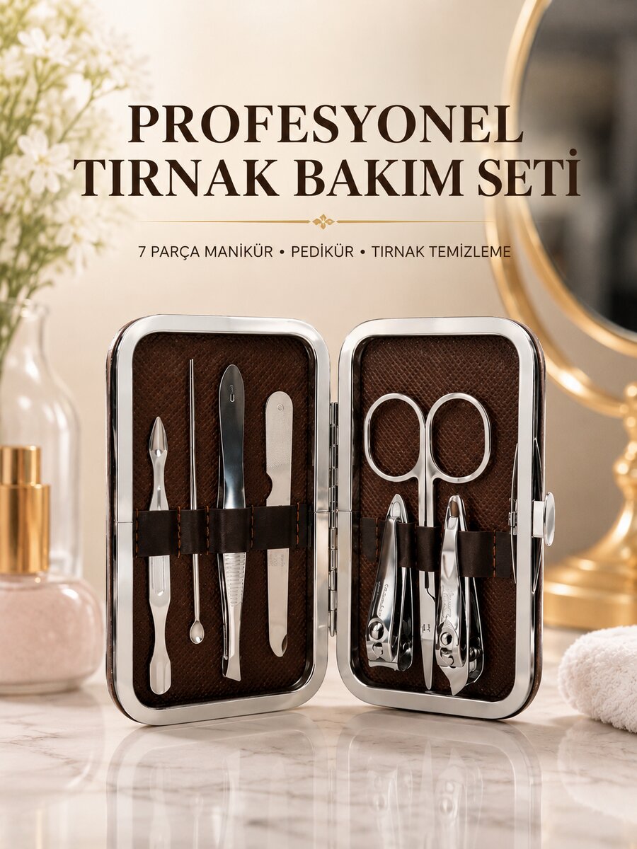 Manikür Pedikür Seti 7 Parça Tırnak Mantarı Tırnak Batığı Temizleme Taşınabilir