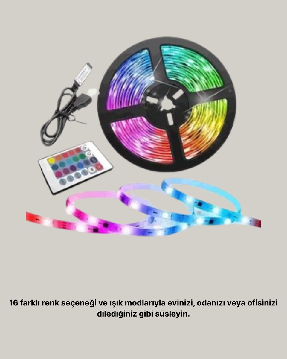 Smart Şerit LED Kumandalı USB Enerjili Suya Dayanıklı Dekoratif Aydınlatma